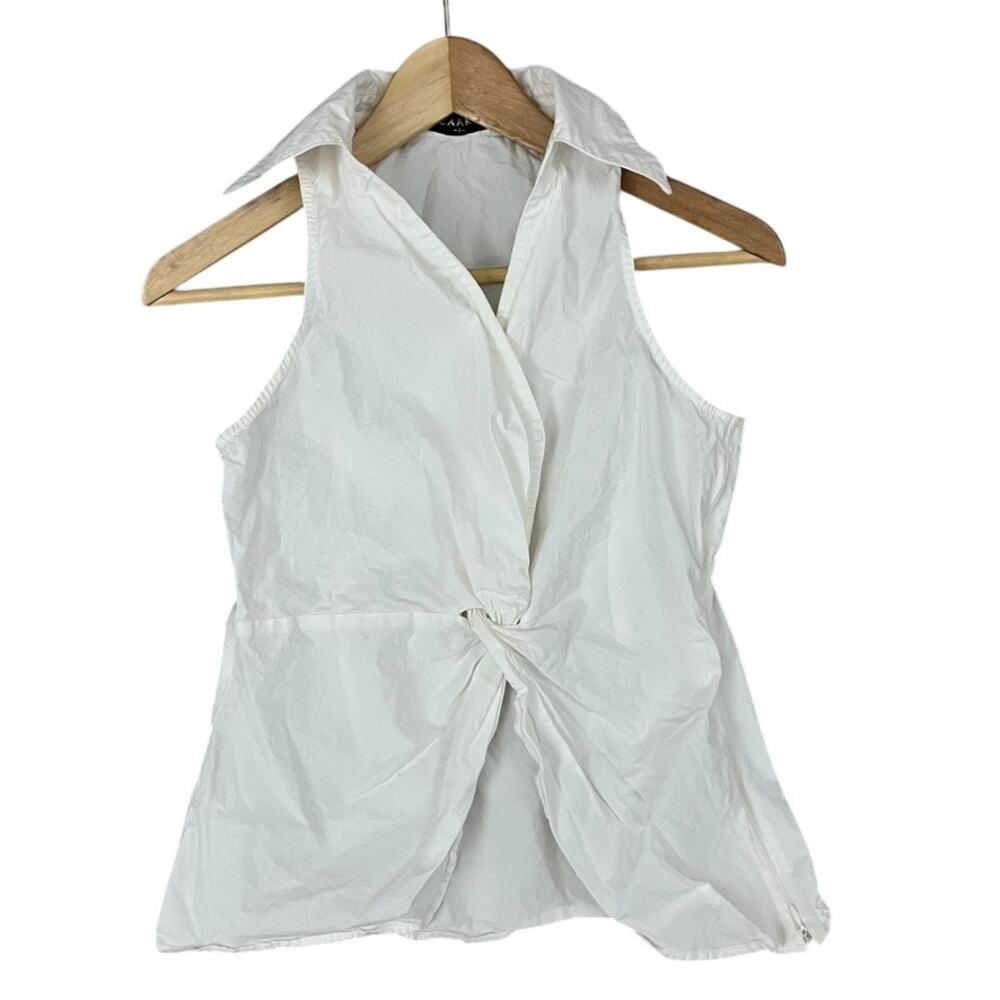 Caara White Sleeveless Blouse Twist Front Size 2‎